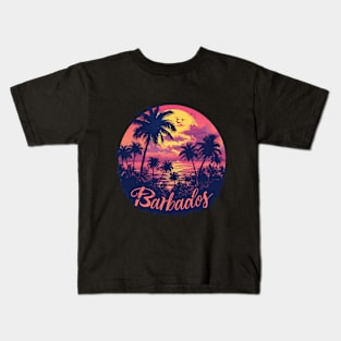 Barbados Sunset (with Orange Lettering) Kids T-Shirt